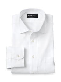 Non-Iron Cotton Twill Spread Collar Dress Shirt - White