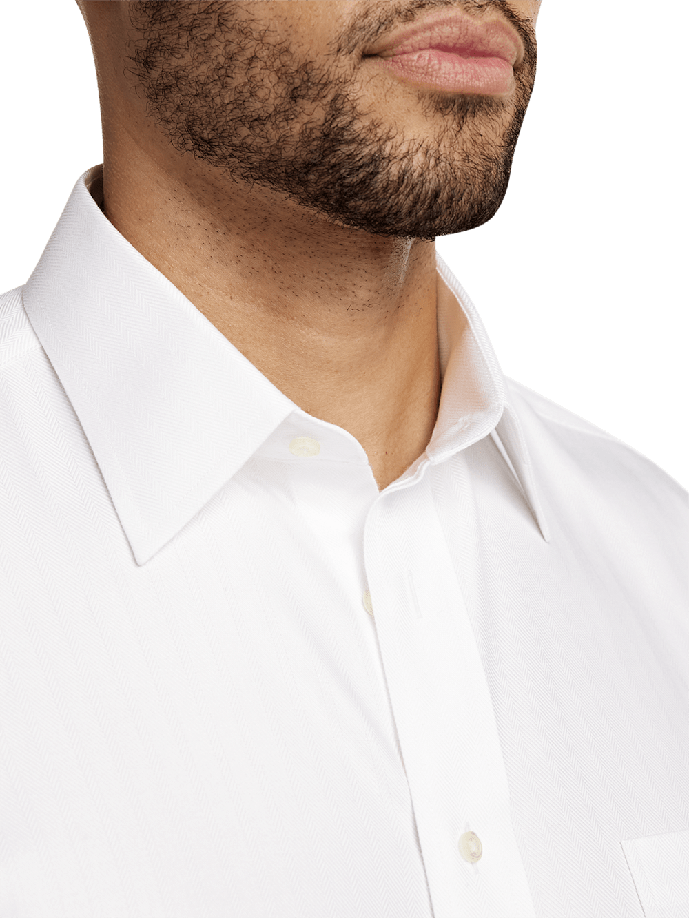 Non-Iron Cotton Herringbone Point Collar Dress Shirt - White Slim Fit / 15.5 / 33 Non-Iron Cotton Herringbone Point Collar Dress Shirt - White Slim Fit / 15.5 / 33