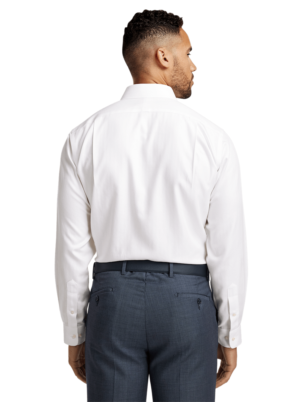 Non-Iron Cotton Herringbone Point Collar Dress Shirt - White Slim Fit / 15.5 / 33 Non-Iron Cotton Herringbone Point Collar Dress Shirt - White Slim Fit / 15.5 / 33