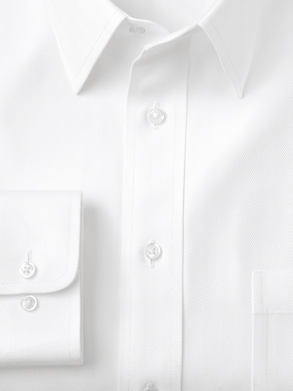 Non-Iron Cotton Herringbone Point Collar Dress Shirt - White Slim Fit / 15.5 / 33 Non-Iron Cotton Herringbone Point Collar Dress Shirt - White Slim Fit / 15.5 / 33