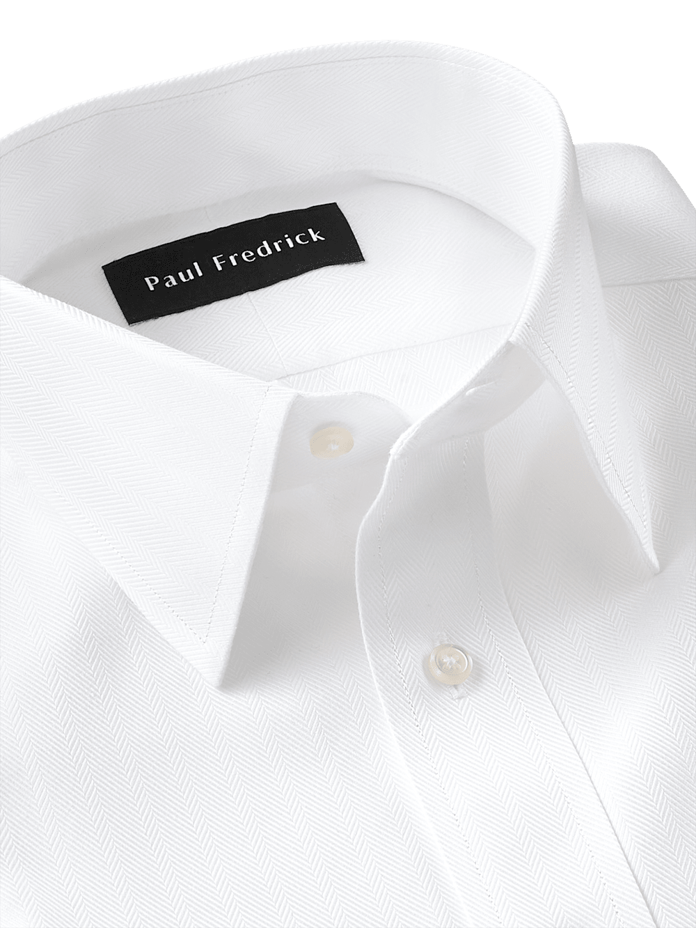 Non-Iron Cotton Herringbone Point Collar Dress Shirt - White Slim Fit / 15.5 / 33 Non-Iron Cotton Herringbone Point Collar Dress Shirt - White Slim Fit / 15.5 / 33