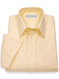 Non Iron Solid Pinpoint W/traditional Collar & Short Sleeves - Light Yellow