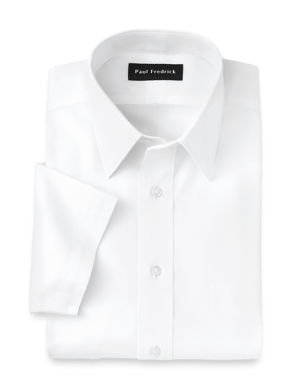 Product Image of Non-iron Cotton Pinpoint Solid Point Collar Short Sleeve Dress Shirt-White