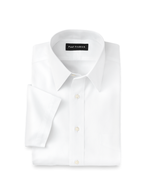 white dress shirt amazon Non-Iron Cotton Pinpoint Solid Point Collar Short Sleeve 99% HandmadeEmbroidery I collect unusual photos Size:4X (26-28) iron fabric for a