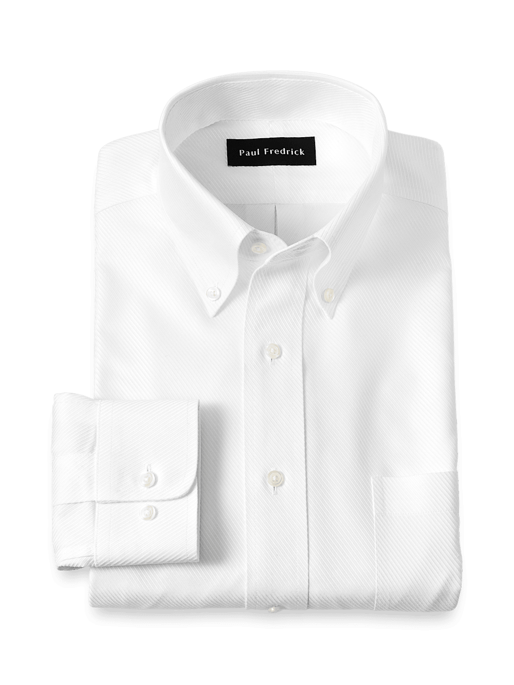 Product Image of Non-iron Cotton Twill Button Down Collar Dress Shirt-White