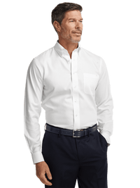Non-Iron Cotton Twill Button Down Collar Dress Shirt - White