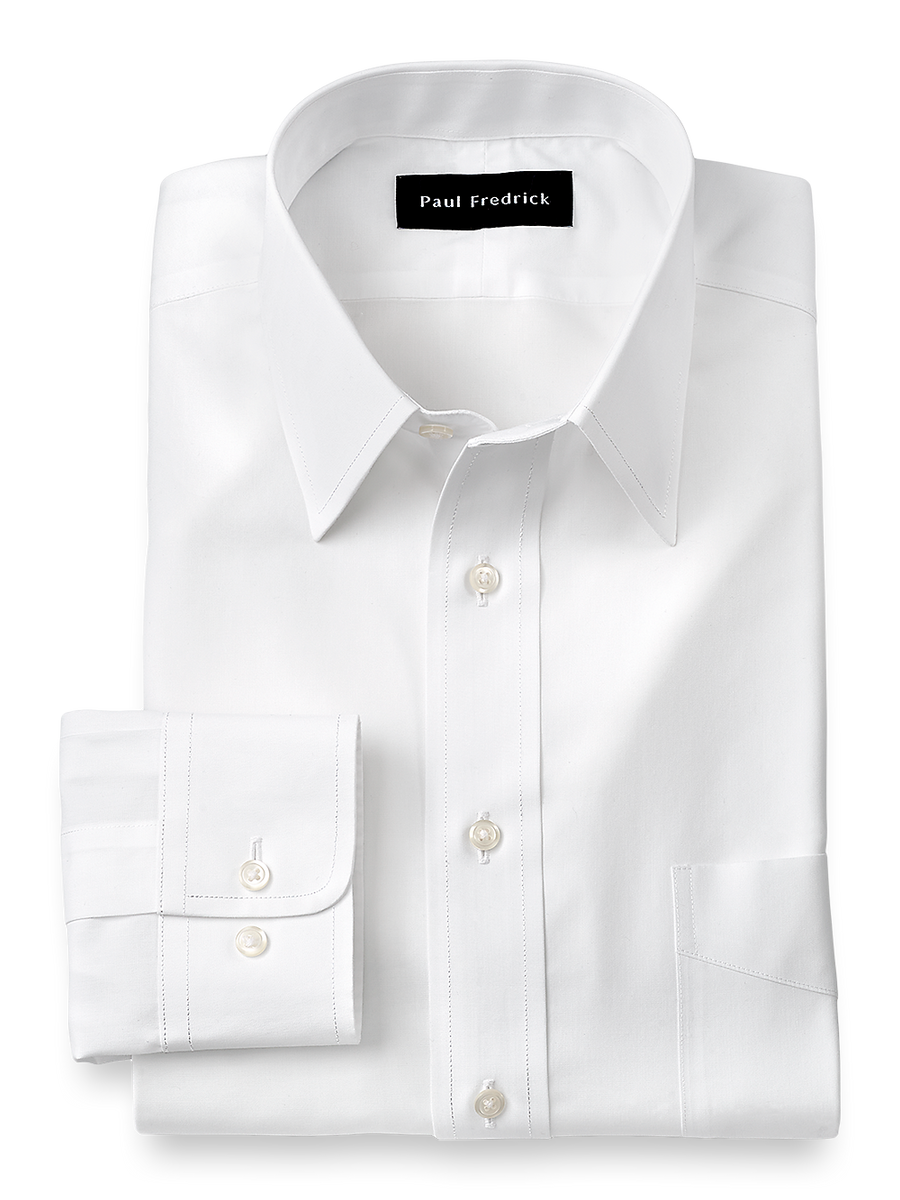 Supima Non-Iron Cotton Solid Color Straight Collar Dress Shirt - White Paul Fredrick Supima Non-Iron Cotton Solid Color Straight Collar Dress Shirt - White Paul Fredrick