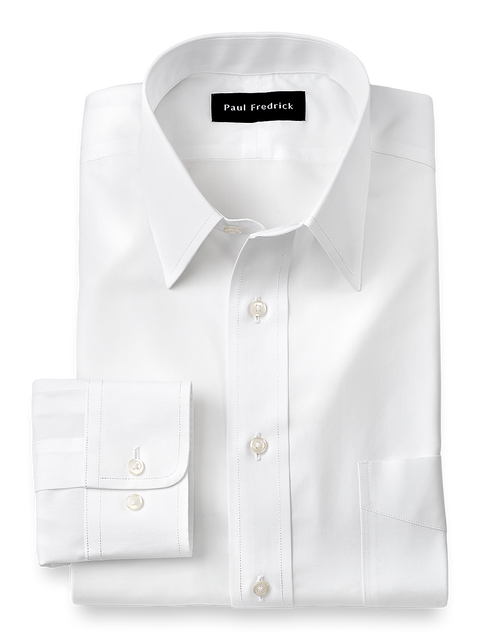 Supima Non-Iron Cotton Solid Color Straight Collar Dress Shirt - White Paul Fredrick Supima Non-Iron Cotton Solid Color Straight Collar Dress Shirt - White Paul Fredrick