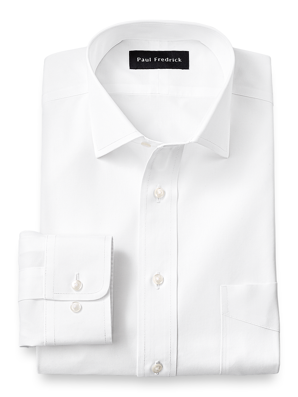 Product Image of Supima Non-iron Cotton Solid Color Spread Collar Dress Shirt-White