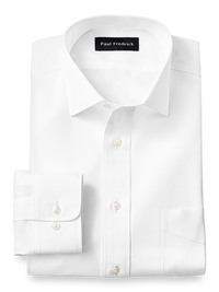 Supima Non-Iron Cotton Solid Color Spread Collar Dress Shirt - White