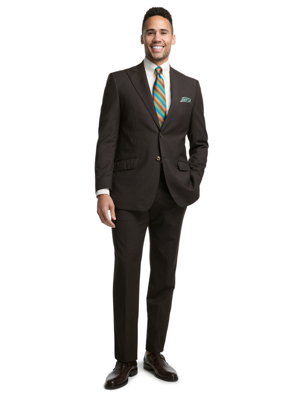 Alternate Image of Wool Stretch Bengaline Single Breasted Peak Lapel Suit-1