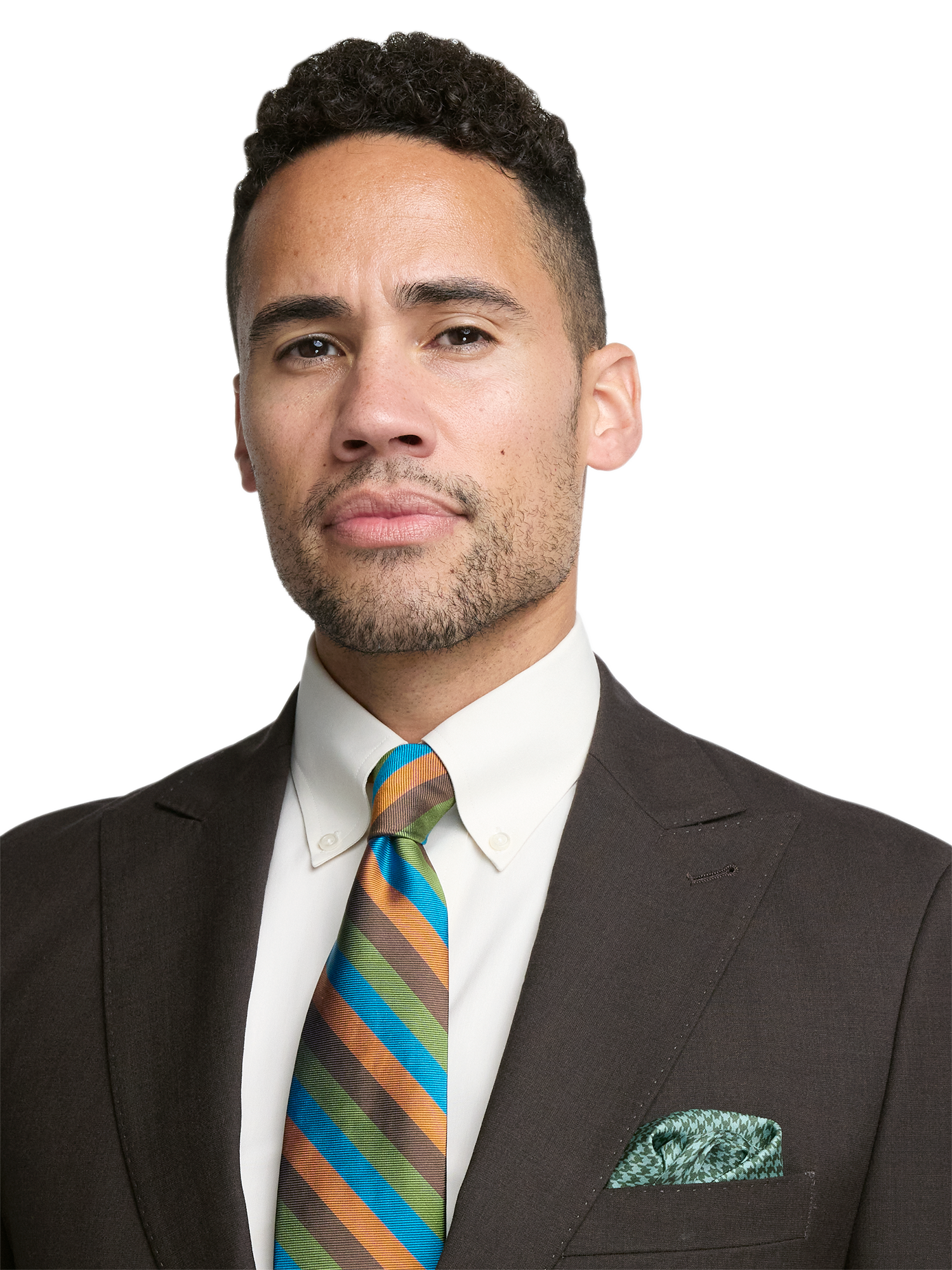 Wool Stretch Bengaline Single Breasted Peak Lapel Suit - Dark Brown