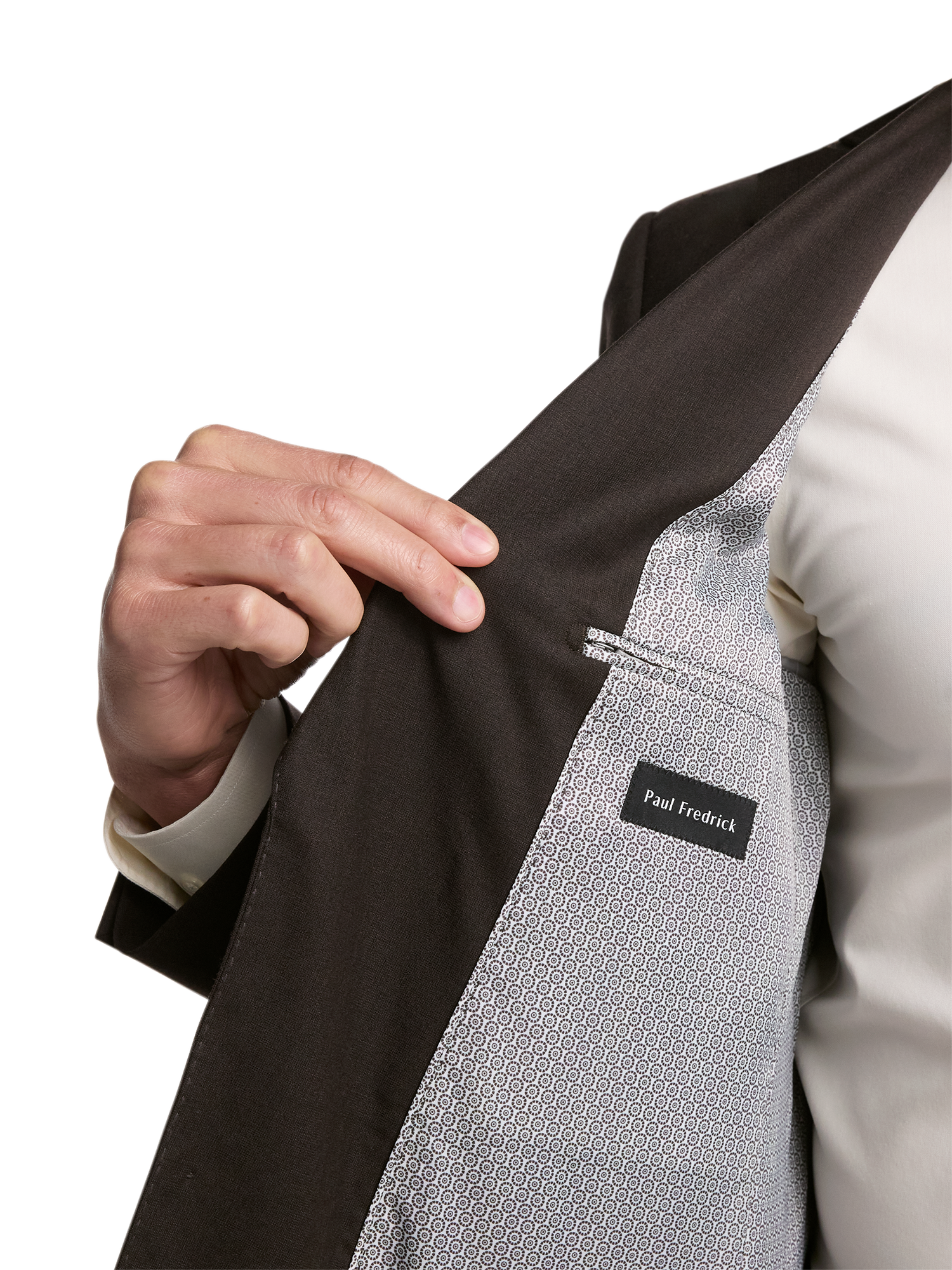 Wool Stretch Bengaline Single Breasted Peak Lapel Suit - Dark Brown
