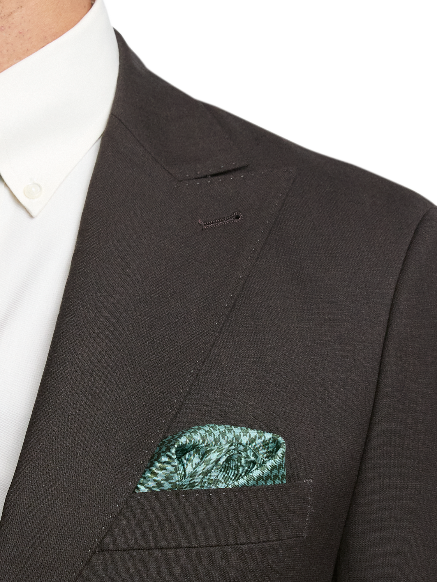Wool Stretch Bengaline Single Breasted Peak Lapel Suit - Dark Brown