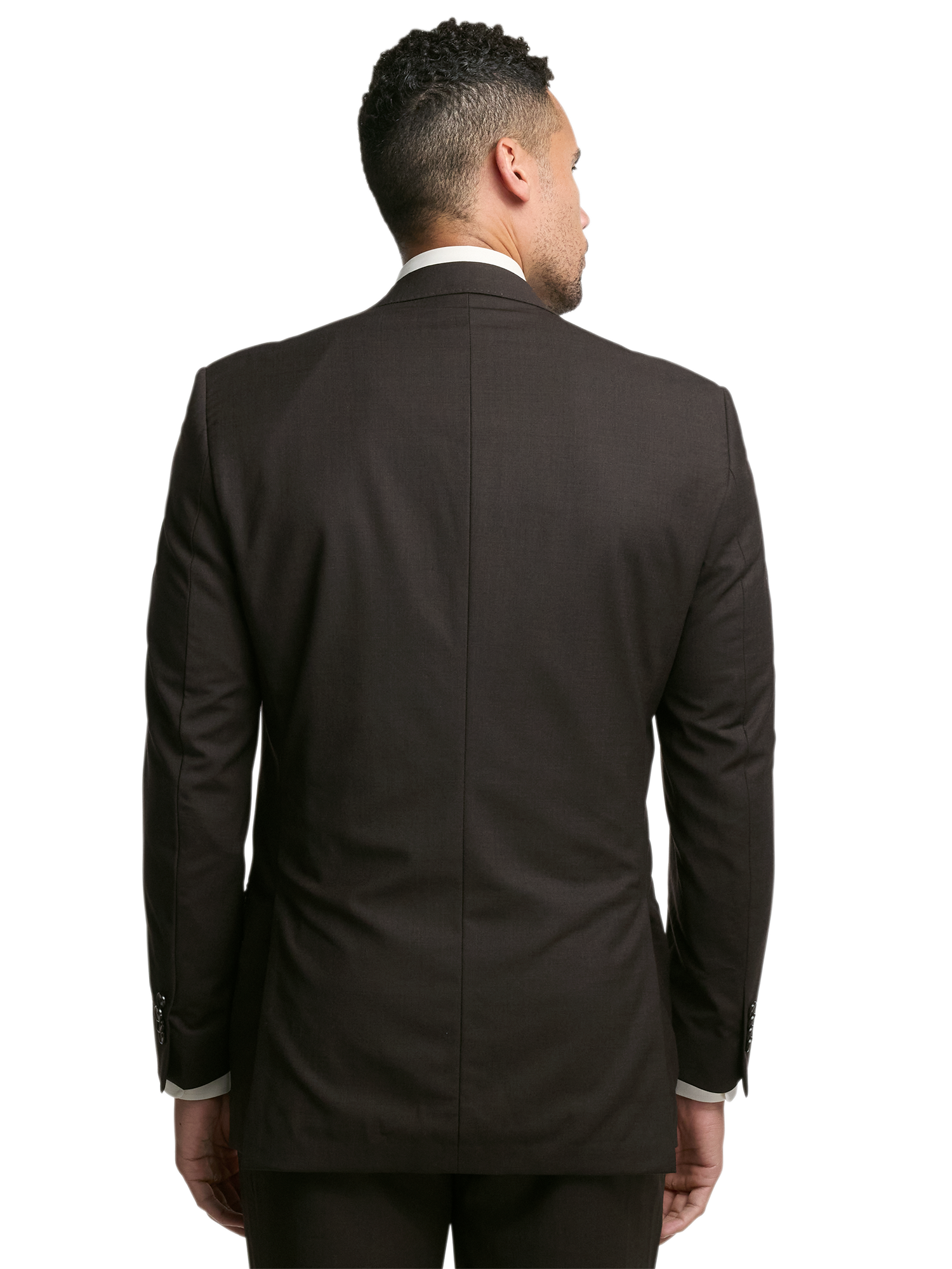 Wool Stretch Bengaline Single Breasted Peak Lapel Suit - Dark Brown