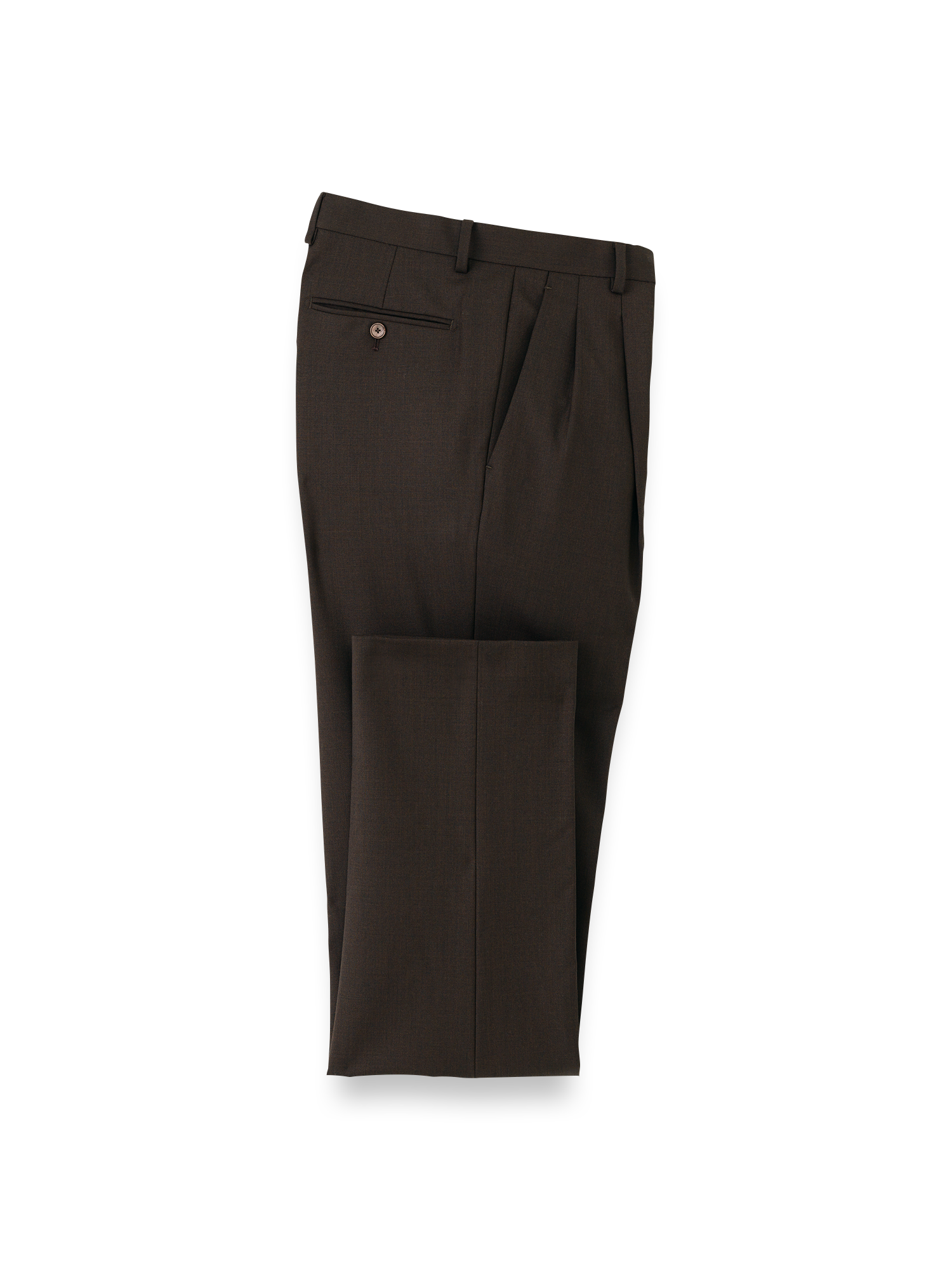 Wool Stretch Bengaline Single Breasted Peak Lapel Suit - Dark Brown