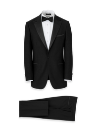 Wool Stretch Peak Lapel Tuxedo - Black