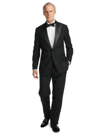 Wool Stretch Peak Lapel Tuxedo - Black