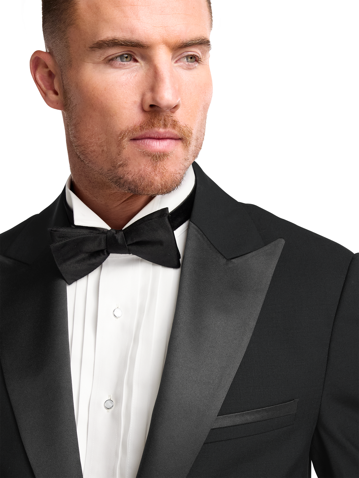 Wool Stretch Peak Lapel Tuxedo - Black