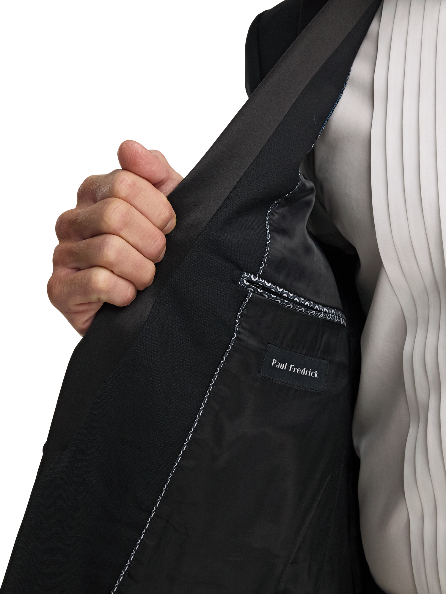 Wool Stretch Peak Lapel Tuxedo - Black