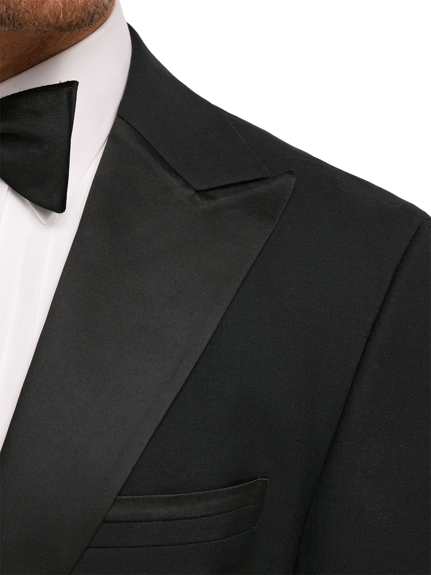 Wool Stretch Peak Lapel Tuxedo - Black