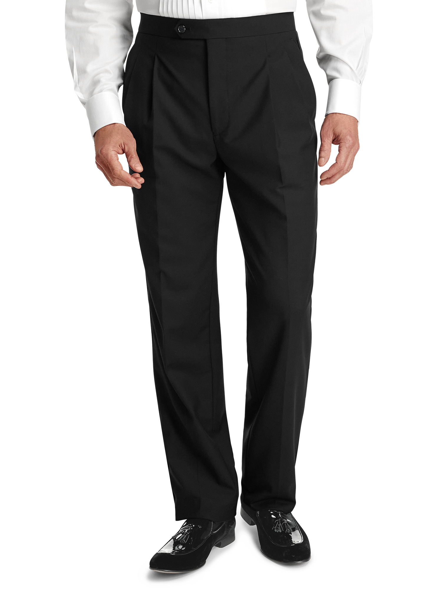 Wool Stretch Peak Lapel Tuxedo - Black