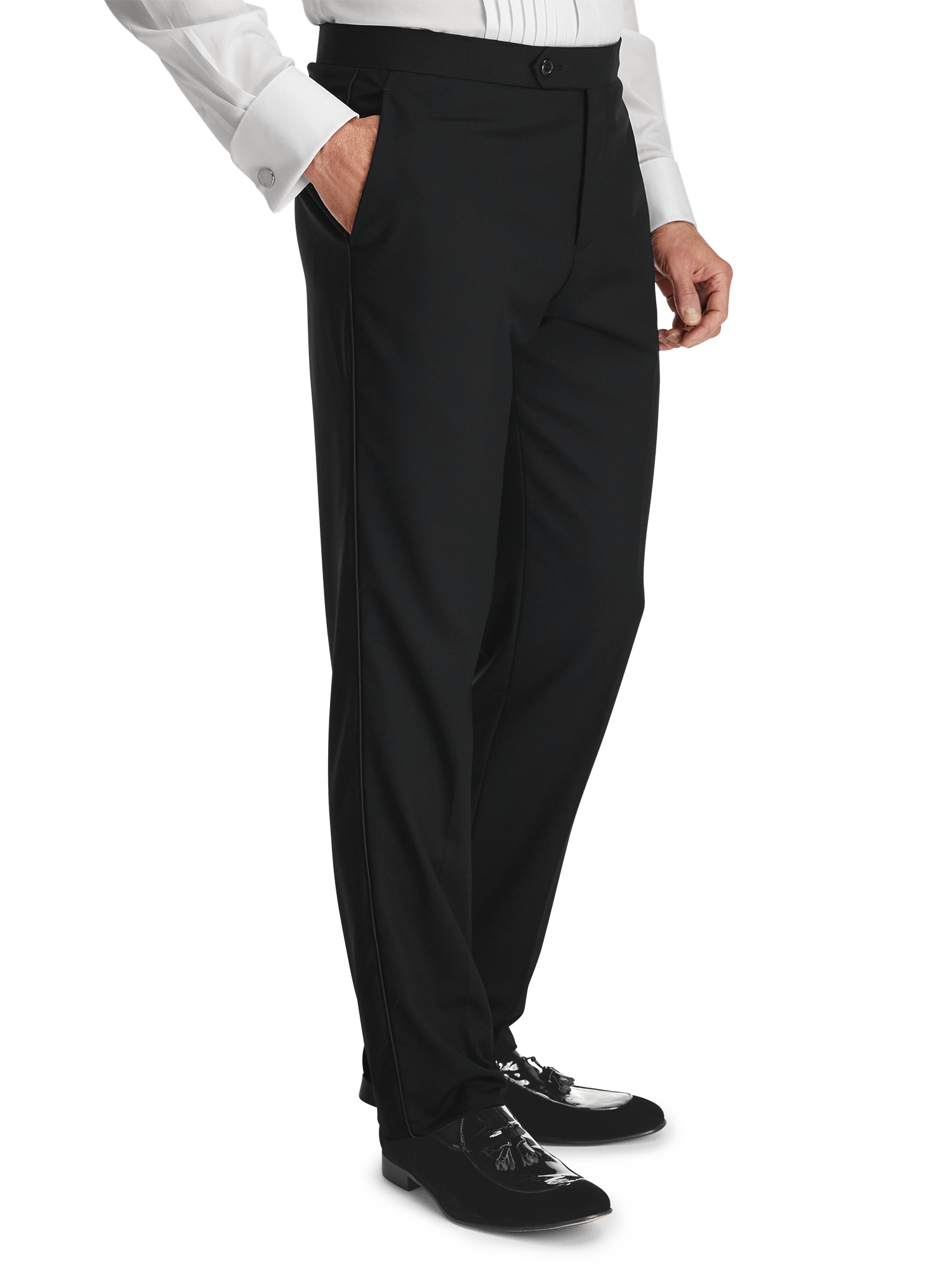 Wool Stretch Peak Lapel Tuxedo - Black