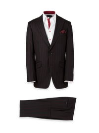 Wool Stretch Stripe Single Breasted Peak Lapel Suit -