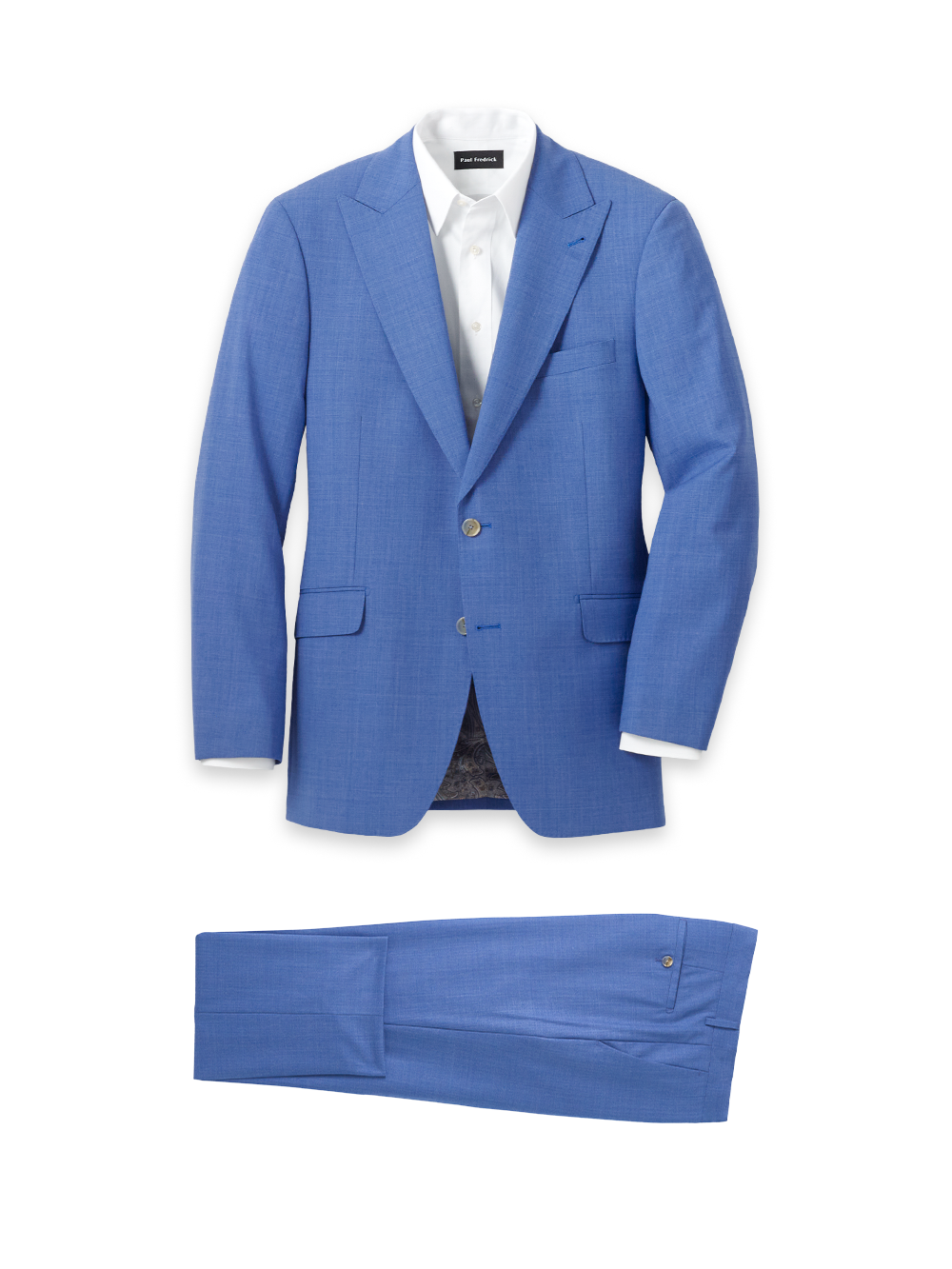 Wool Stretch Bengaline Peak Lapel Suit - French Blue