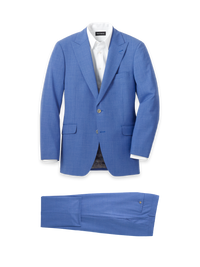 Wool Stretch Bengaline Peak Lapel Suit - French Blue