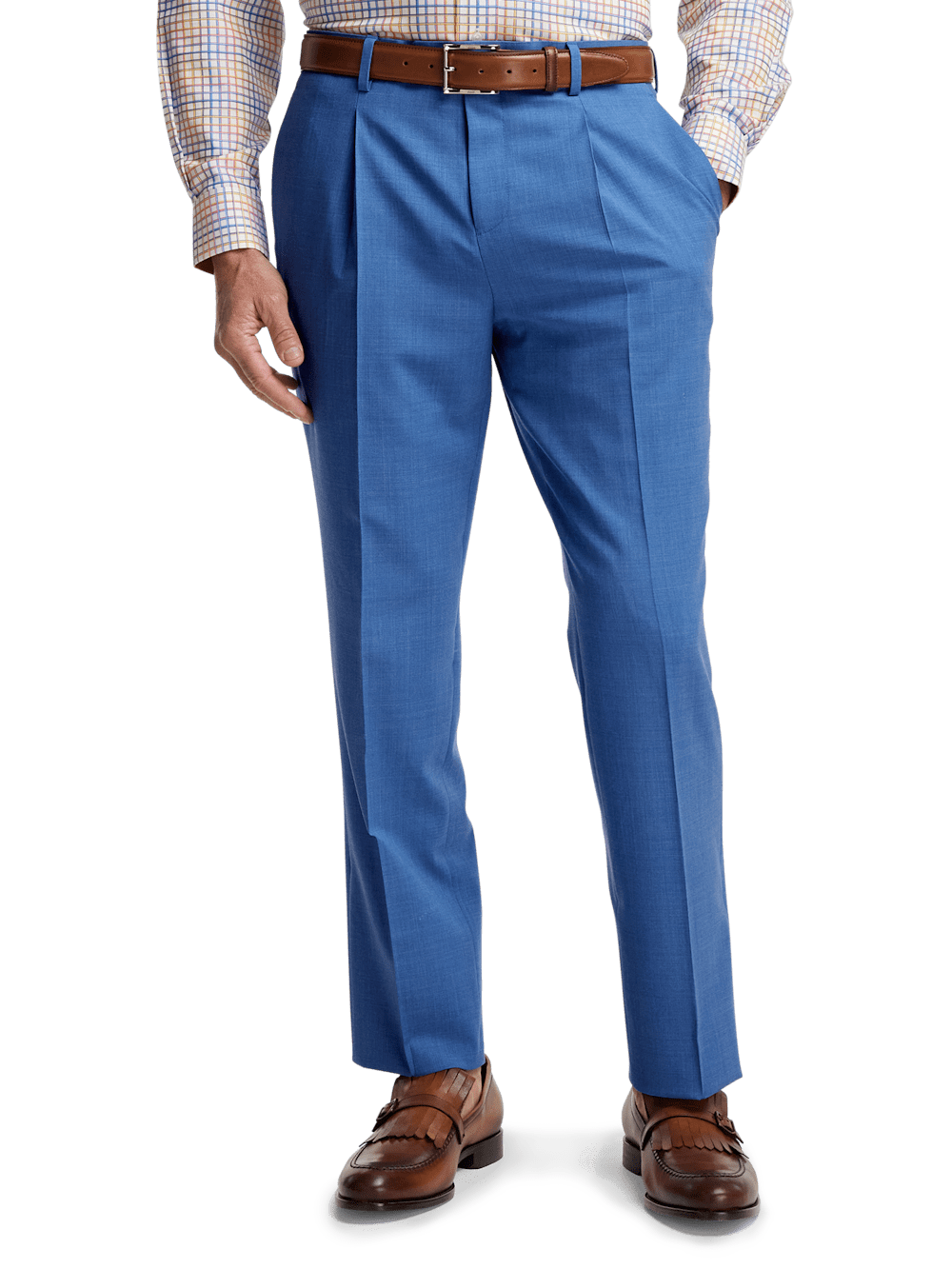 Wool Stretch Bengaline Peak Lapel Suit - French Blue Wool Stretch Bengaline Peak Lapel Suit - French Blue