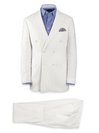 Linen Blend Peak Lapel Suit - White