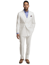 Linen Blend Peak Lapel Suit - White