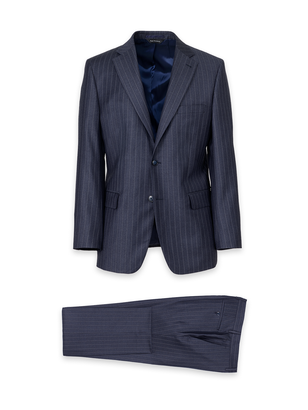 Product Image of Navy Wool Stripe Single Breasted Notch Lapel Suit-0