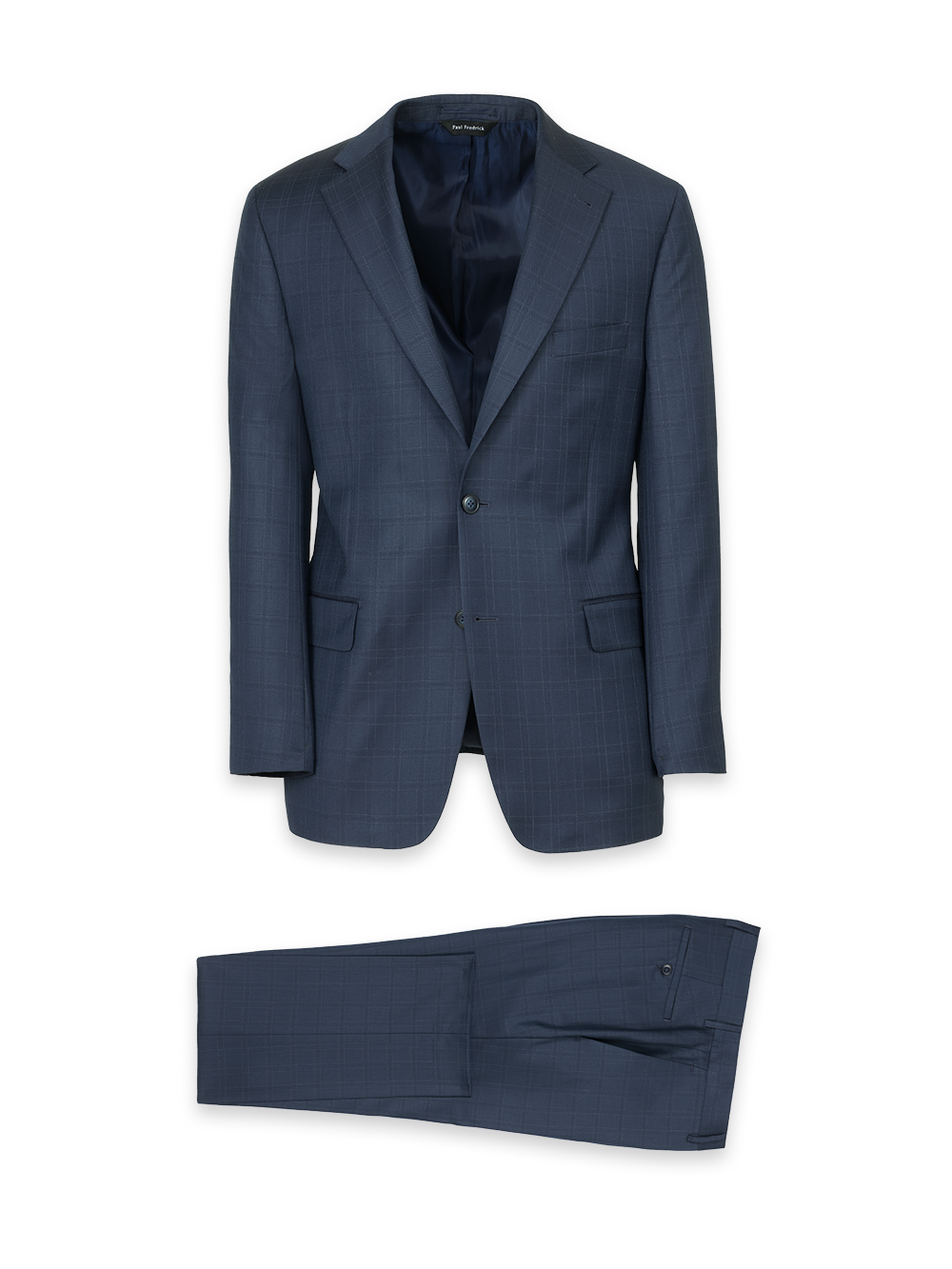 Product Image of Blue Wool Windowpane Single Breasted Notch Lapel Suit-0