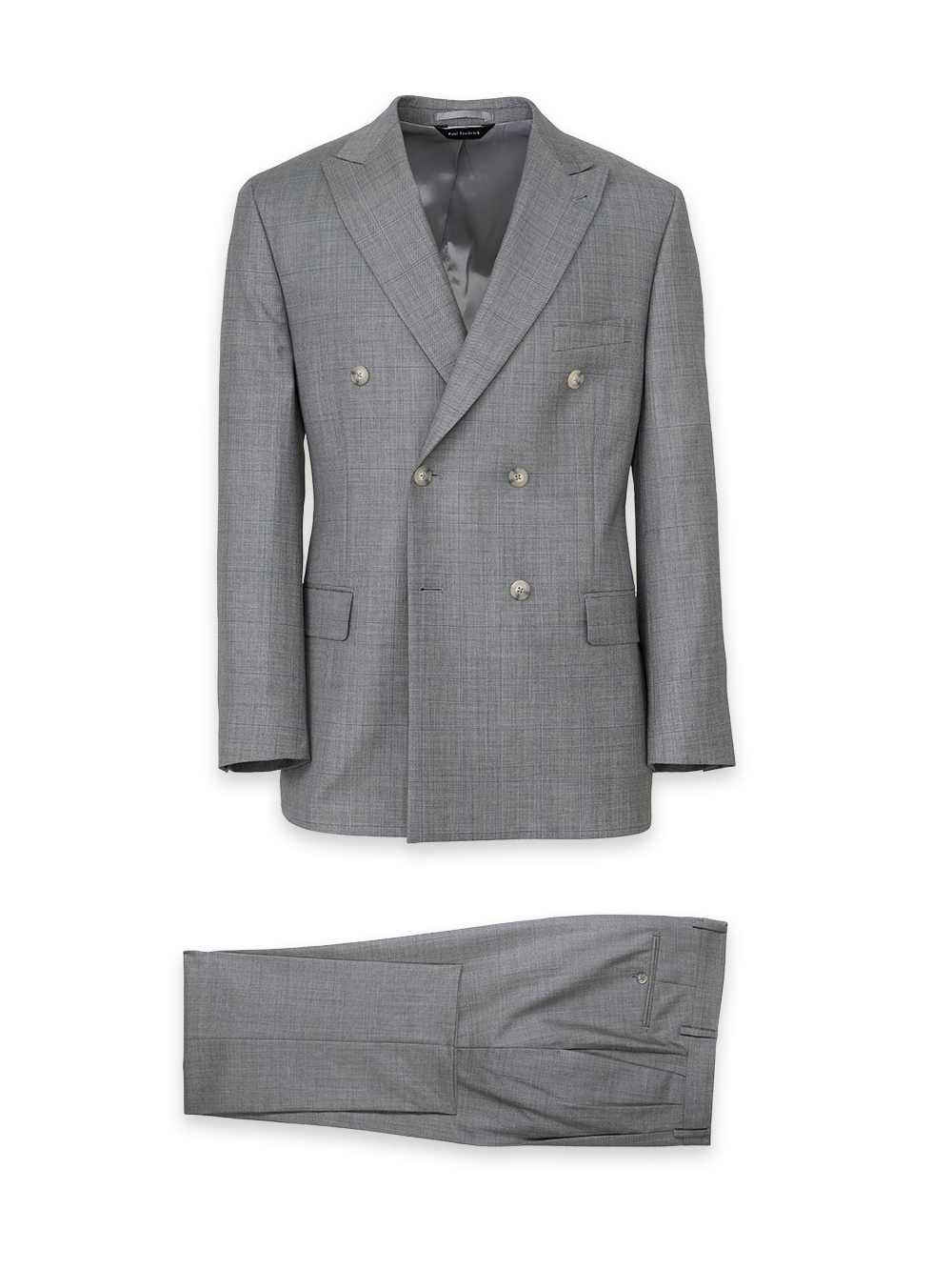 Product Image of Wool Windowpane Double Breasted Peak Lapel Suit-0