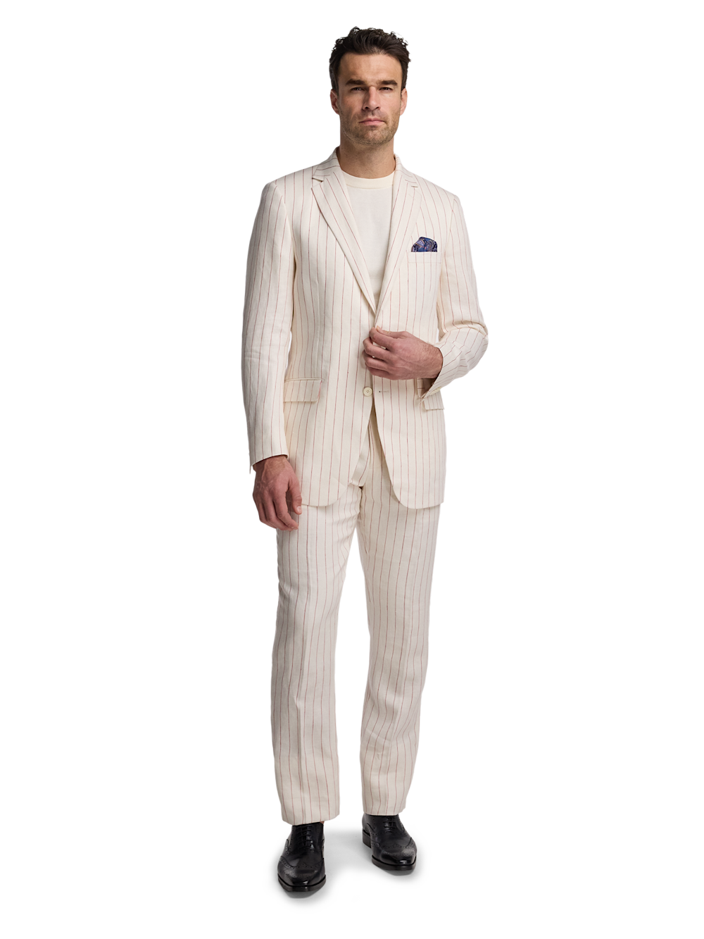 Alternate Image of Linen Pinstripe Single Breasted Notch Lapel Suit-1