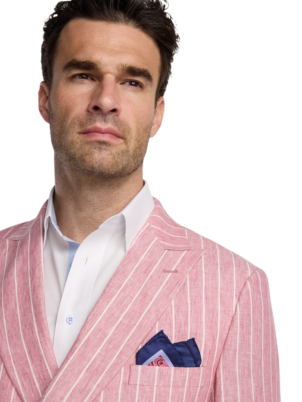 Alternate Image of Linen Pinstripe Double Breasted Peak Lapel Suit-2