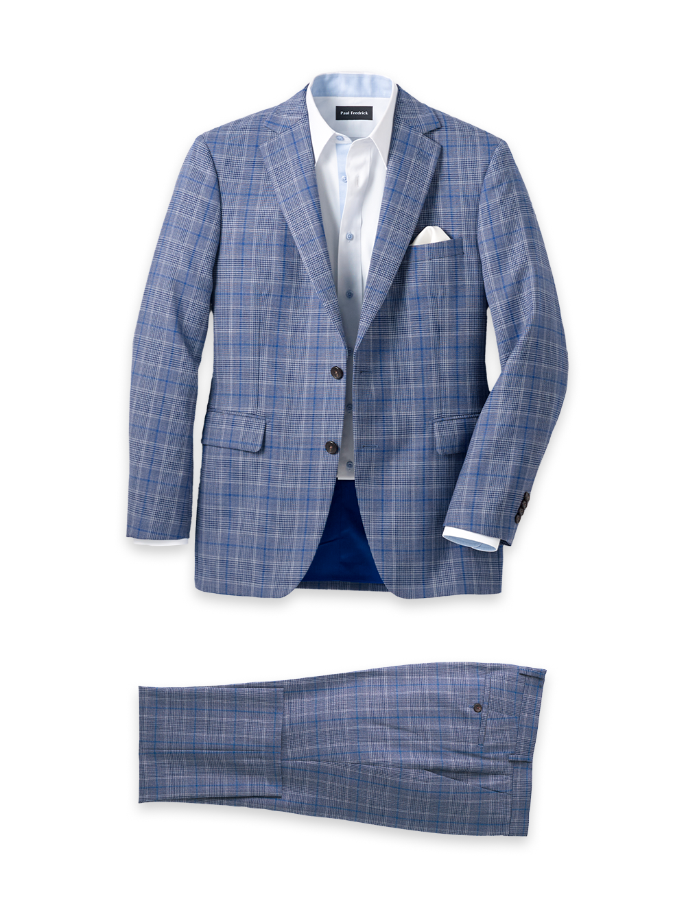 Product Image of Plaid Wool Blend Single Breasted Notch Lapel Suit-0