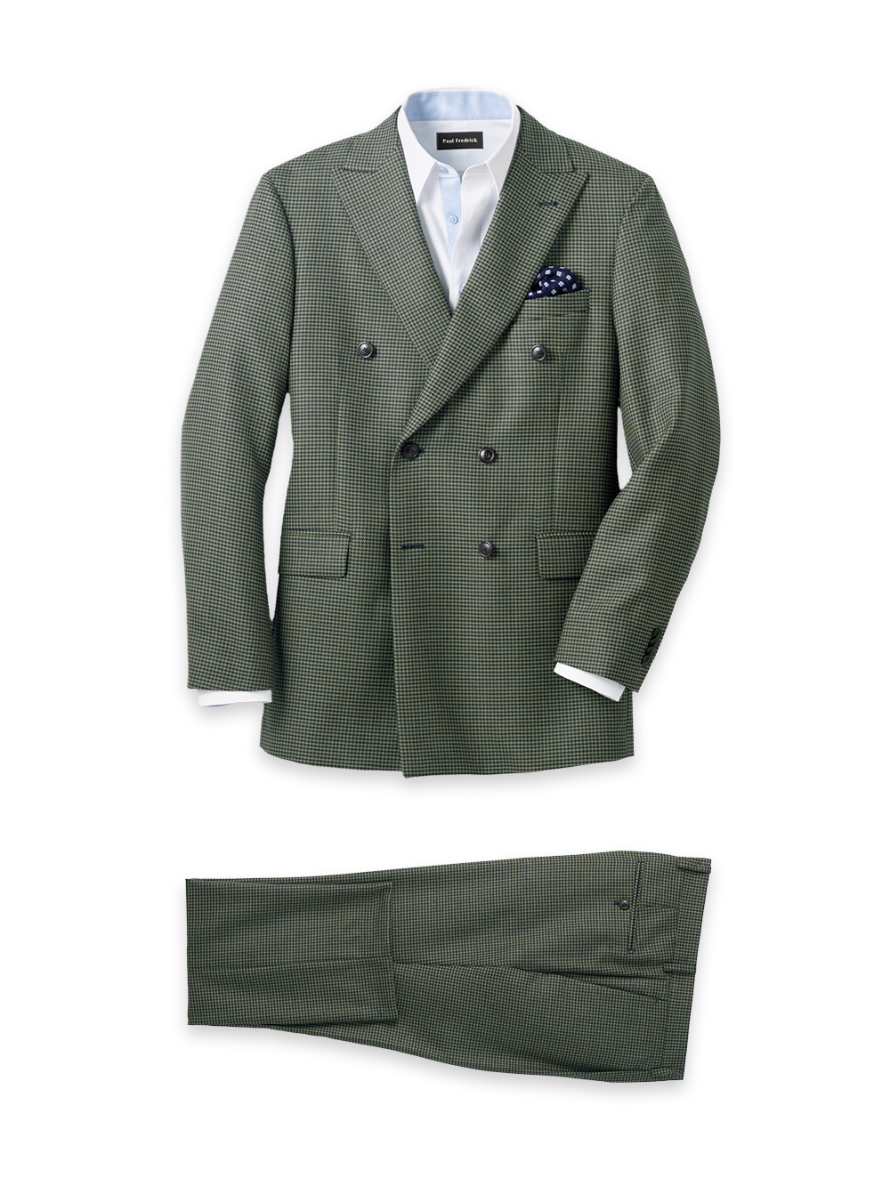 Product Image of Houndstooth Wool Double Breasted Peak Lapel Suit-0