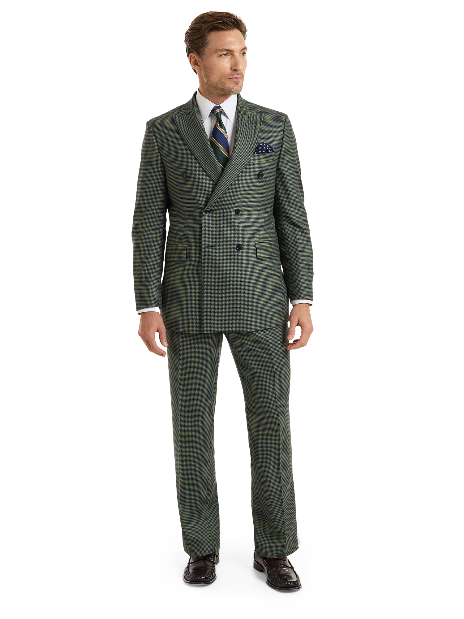 Alternate Shot of Men's Green/Navy  Suits 