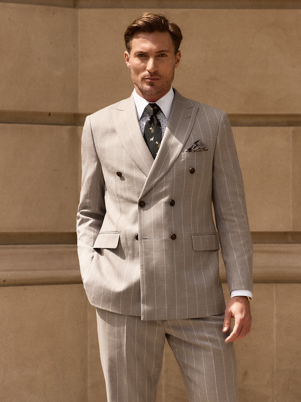 Alternate Image of 'Kingston Pinstripe' Wool Double Breasted Notch Lapel Suit-10
