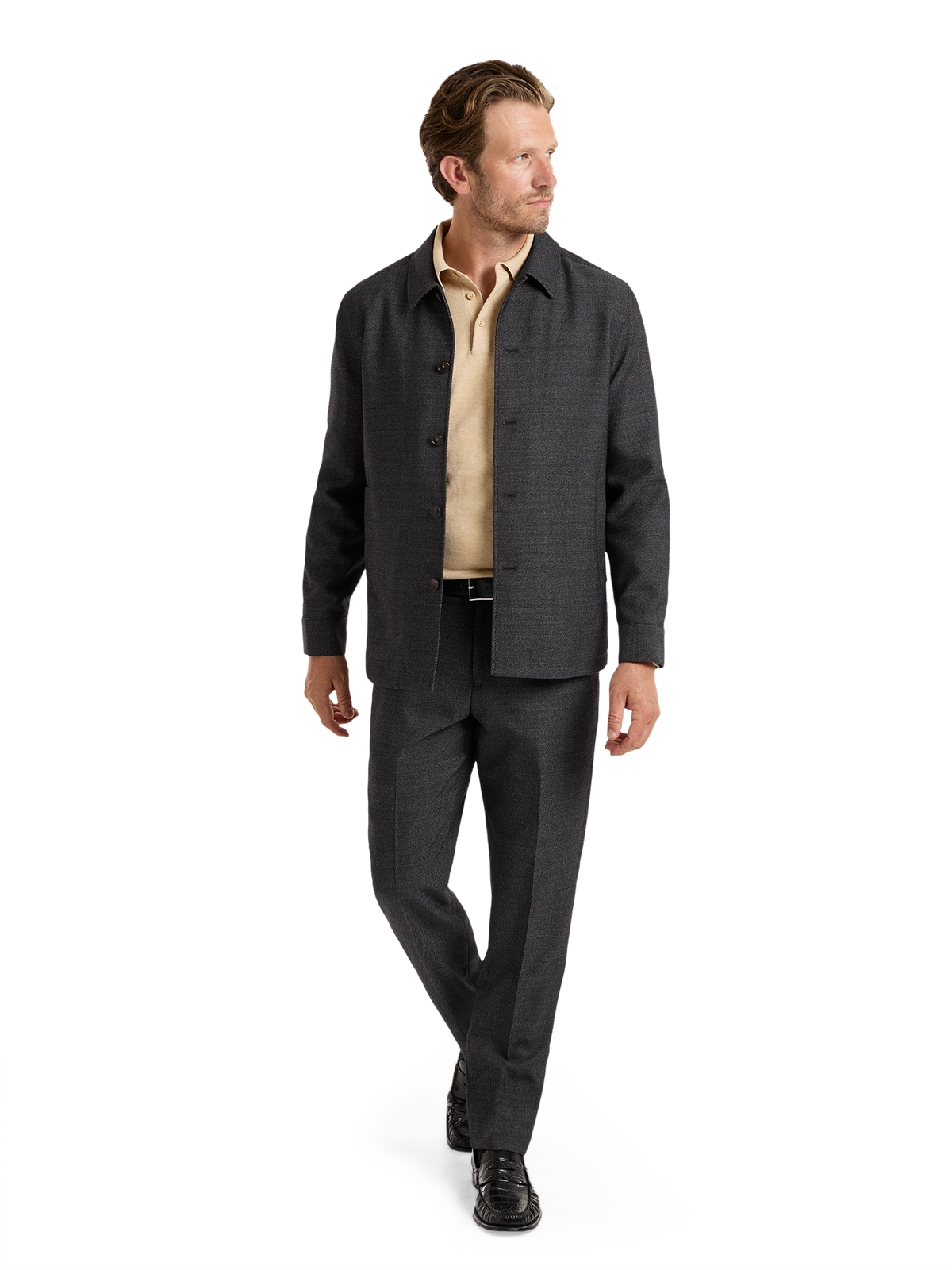 Calvalry Twill Wool Suit - Black/grey