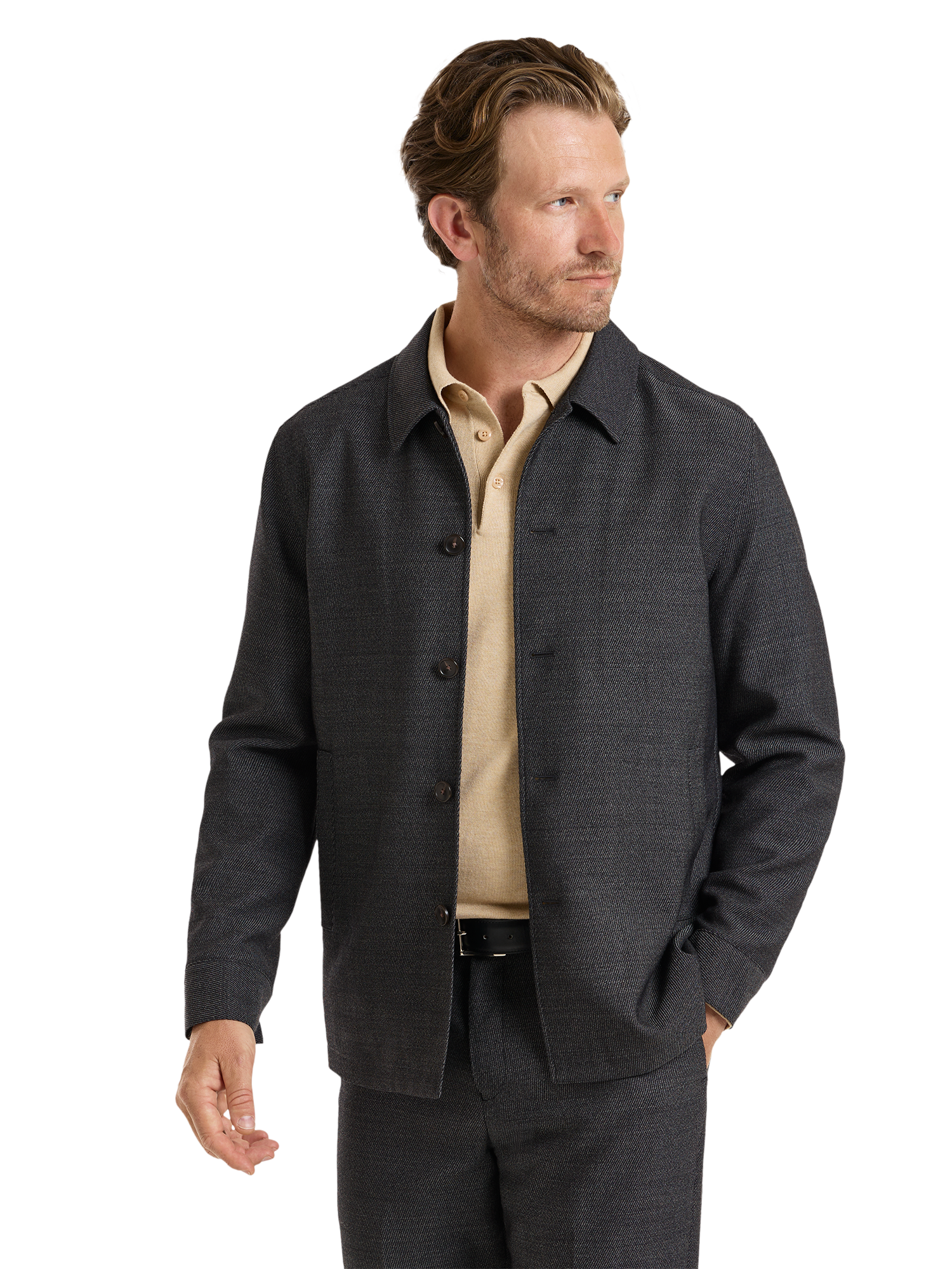 Calvalry Twill Wool Suit - Black/grey