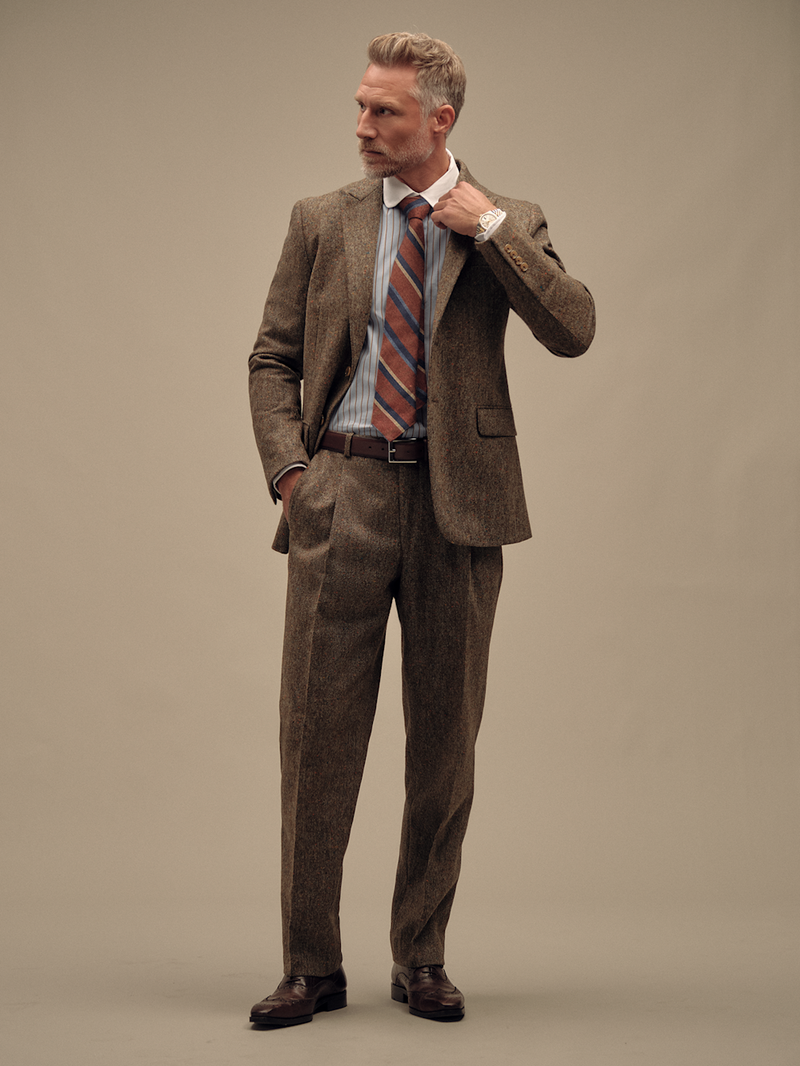 Wool Donegal Sherry Tweed Single Breasted Notch Lapel Suit