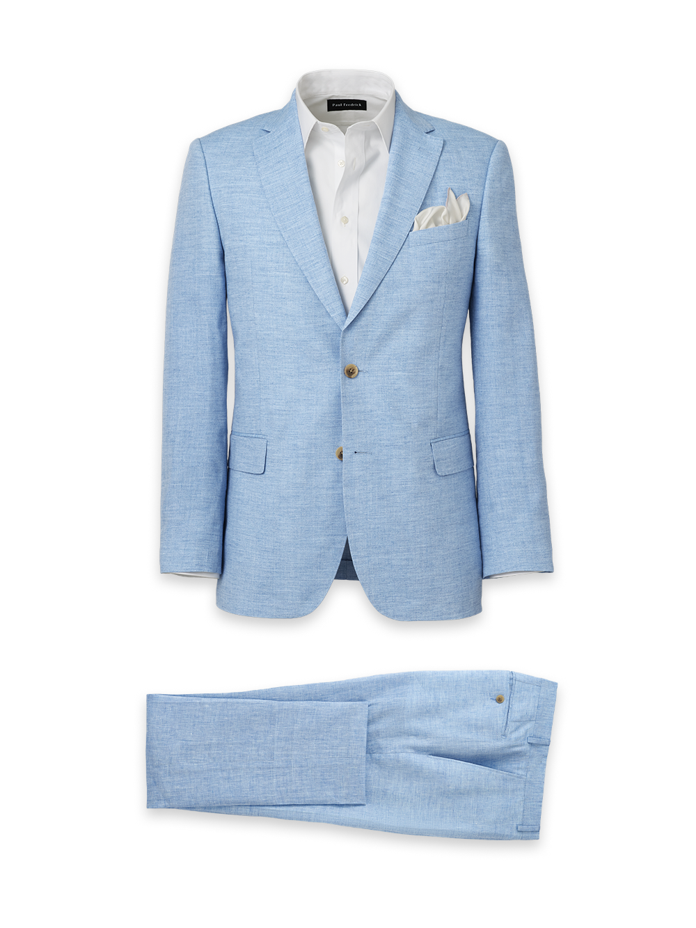 Product Image of Light Blue Linen Single Breasted Notch Lapel Suit-0