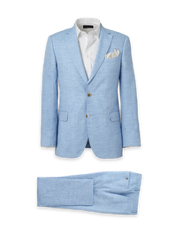 Italian Linen Blend Single Breasted Notch Lapel Suit - Light Blue