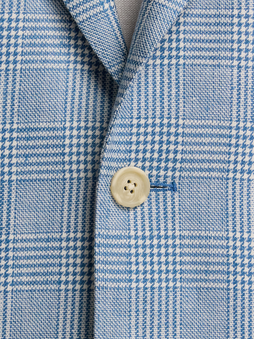 Alternate Image of Light Blue Plaid Linen Single Breasted Notch Lapel Suit-4