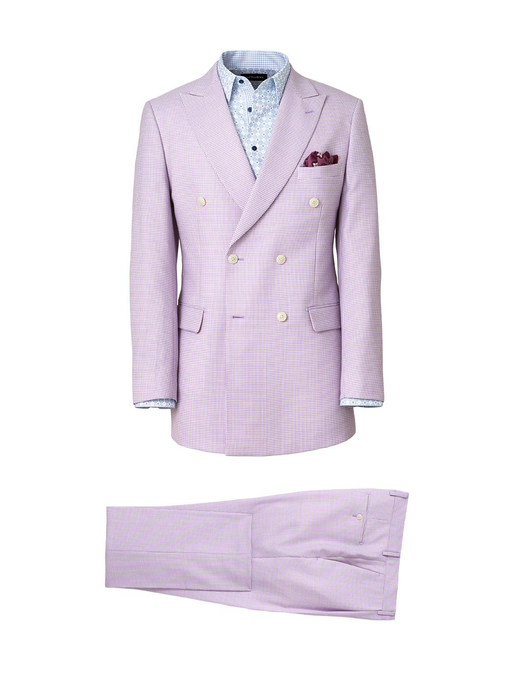 Product Image of Wool Blend Houndstooth Double Breasted Peak Lapel Suit-0