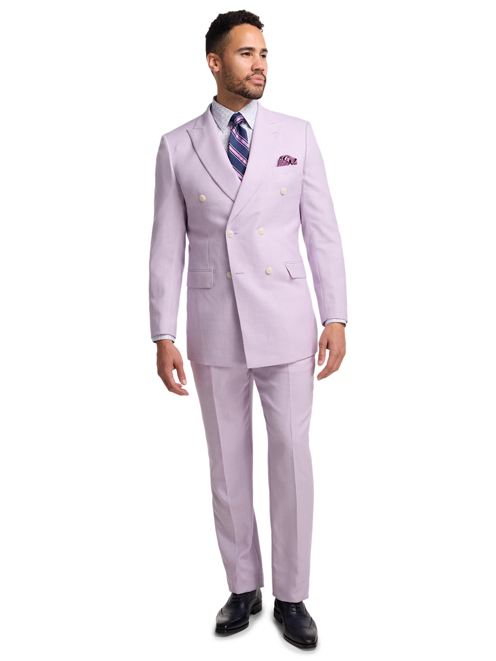 Alternate Image of Wool Blend Houndstooth Double Breasted Peak Lapel Suit-1